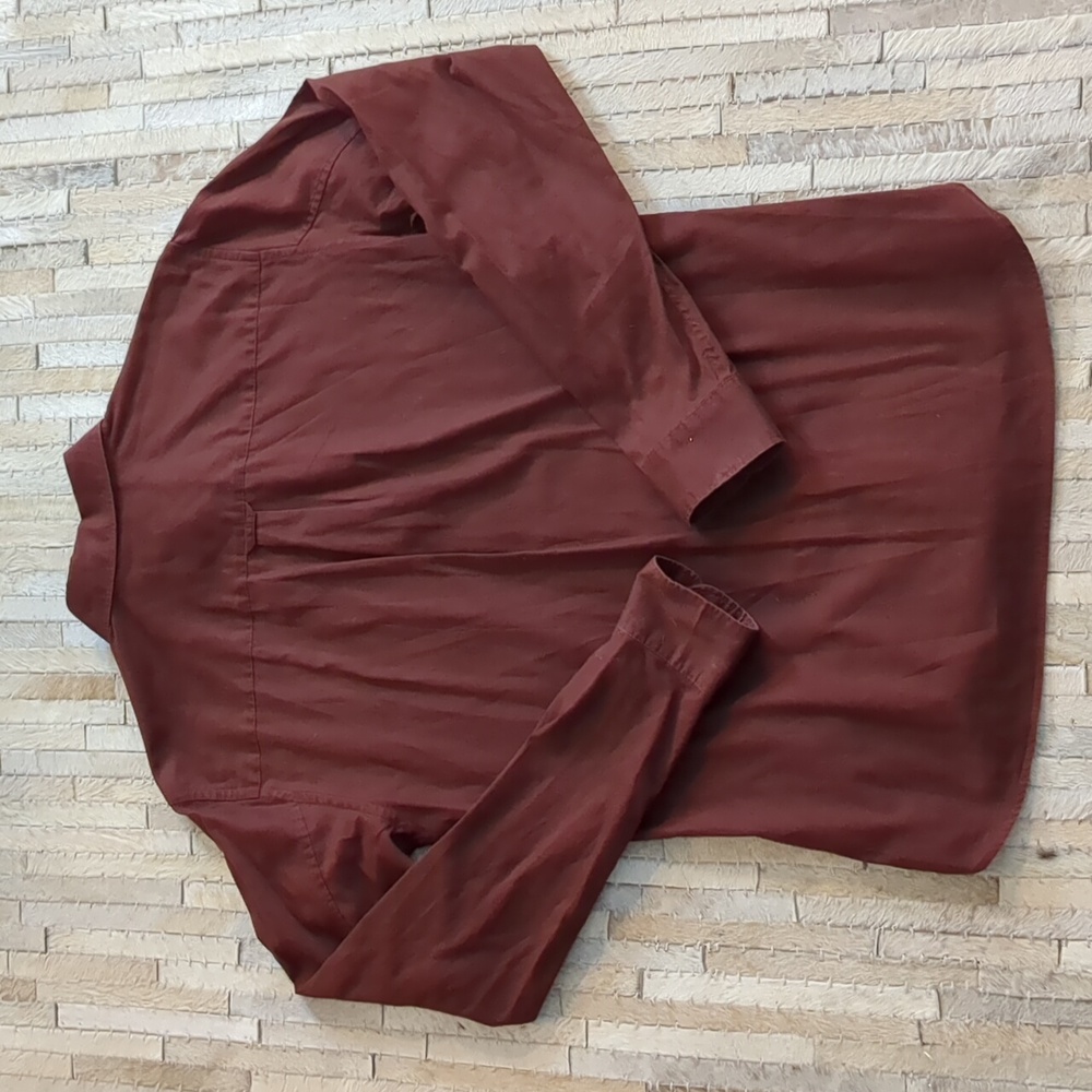 All‎ Saints 100% Cotton Maroon Ramskull Long Sleeve Button Down Shirt - Picture 2 of 9